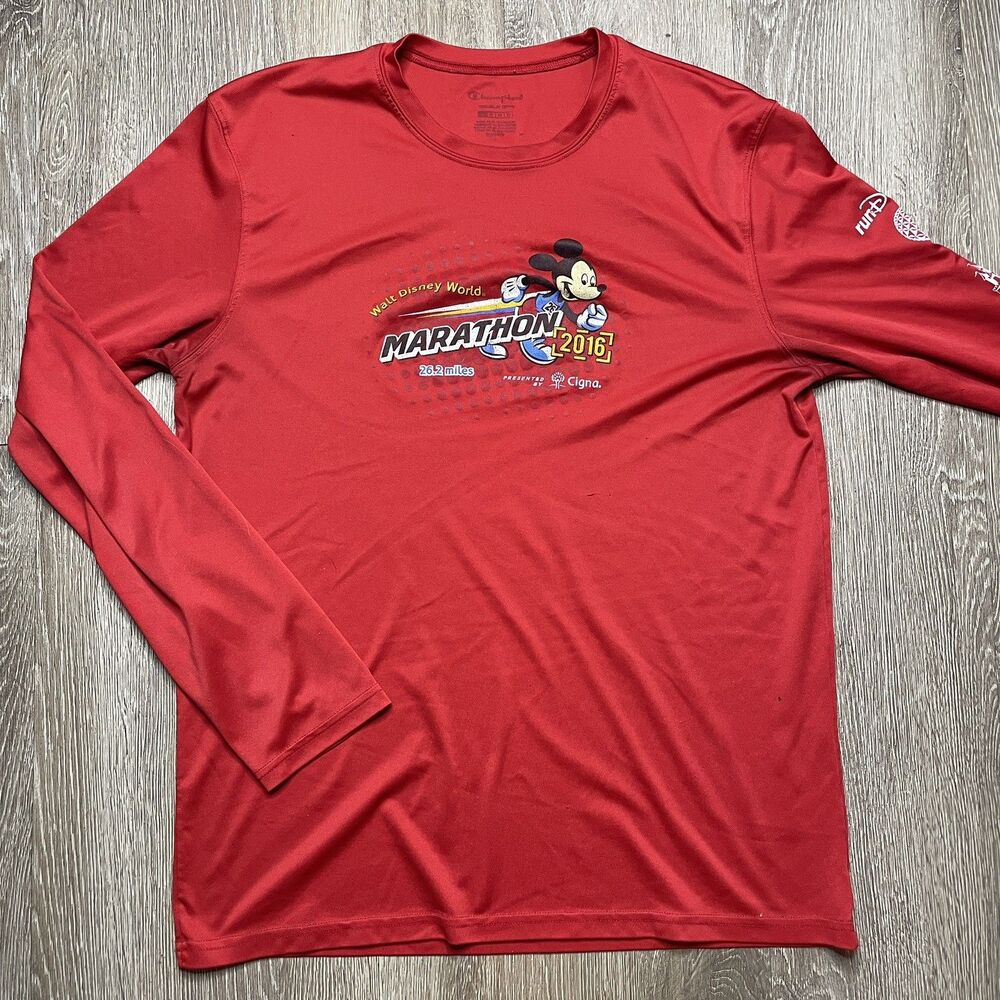Champion RunDisney Walt Disney World Marathon 2016 Mickey Red Long Sleeve Shirt